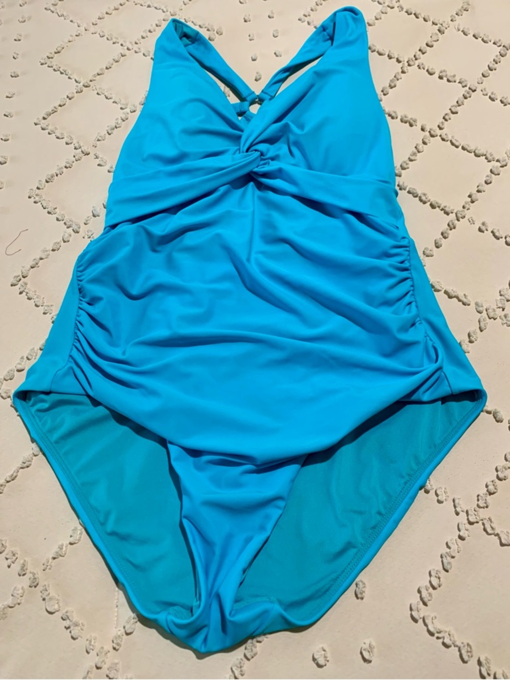 Calvin Klein Bright Turquoise One-Piece Swimsuit with Twist Front